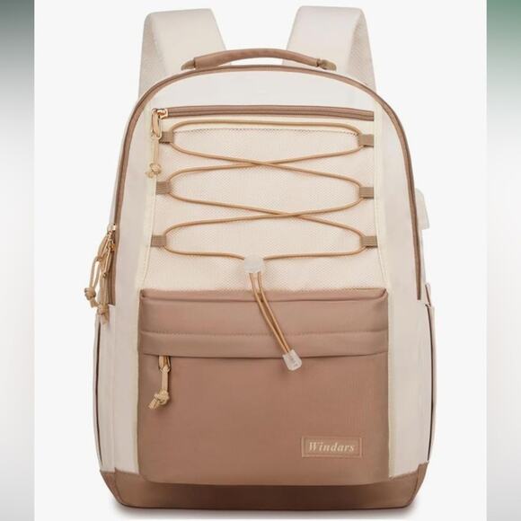 Windars Handbags - NWT  Women Students Fashion 15.6 Inch Laptop Bag for Work Travel (Khaki Beige)